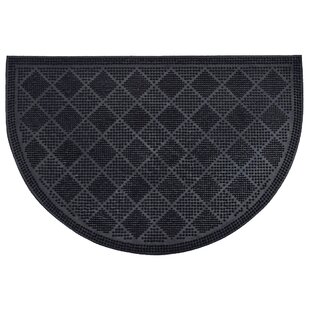 Evideco Outdoor Front Door Mat Checkerboard Yvan Polypropylene Rubber Rug 24x16 inch Grey