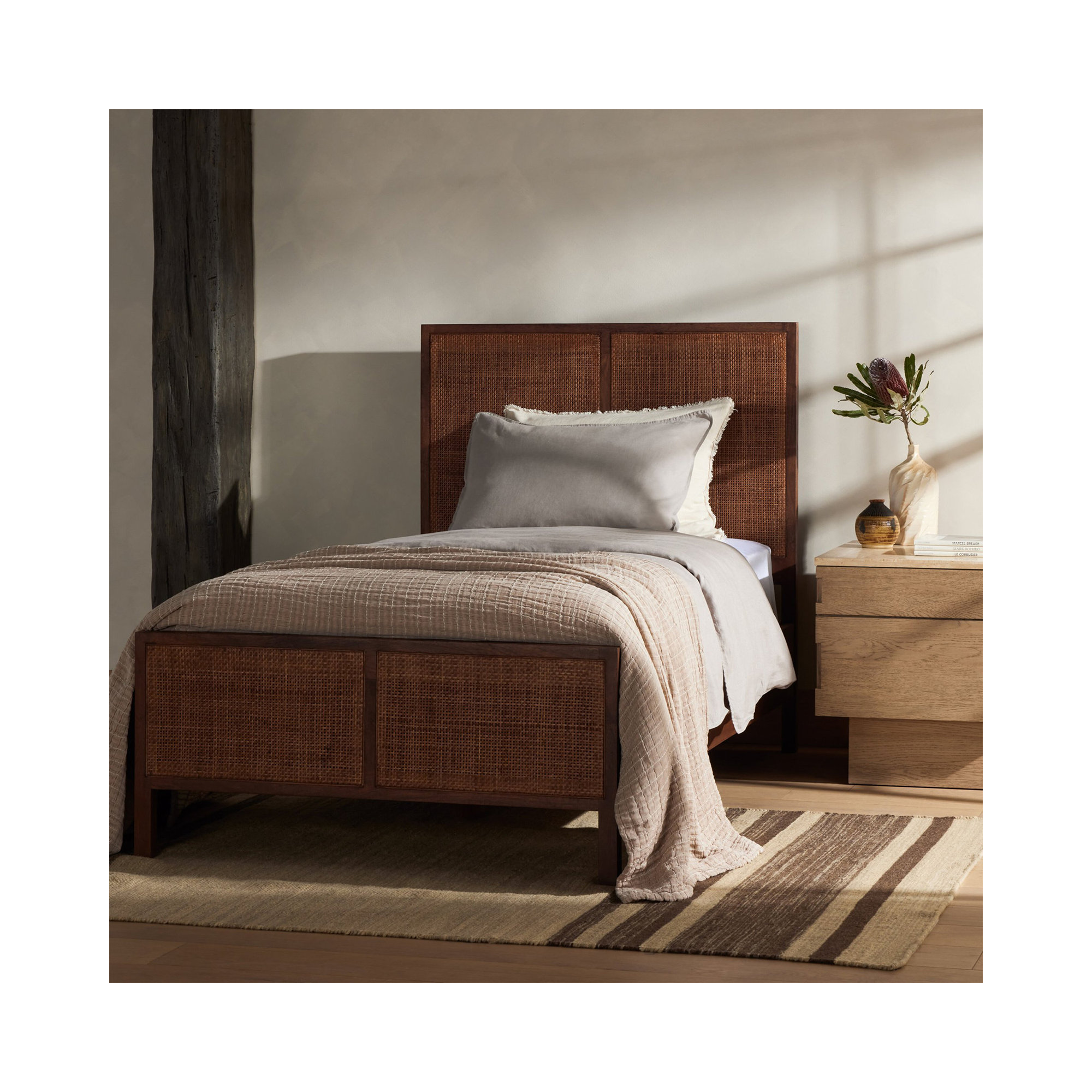 Nellie Cane Bed, Twin, Brown Wash