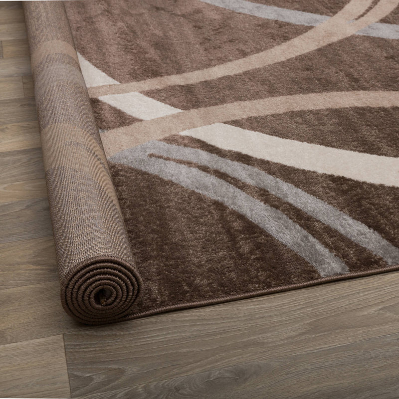 Tapis brun / gris / crème à motif abstrait Devonshire, Rectangle 4 pi x 6 pi