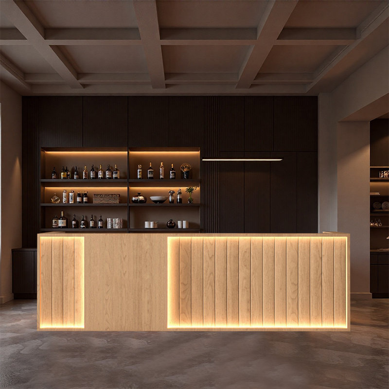 Stylish Style Bar Counter – Classic Multi-Use for Bars Lounges Pubs and Entertainment Venues, Natural Wood
