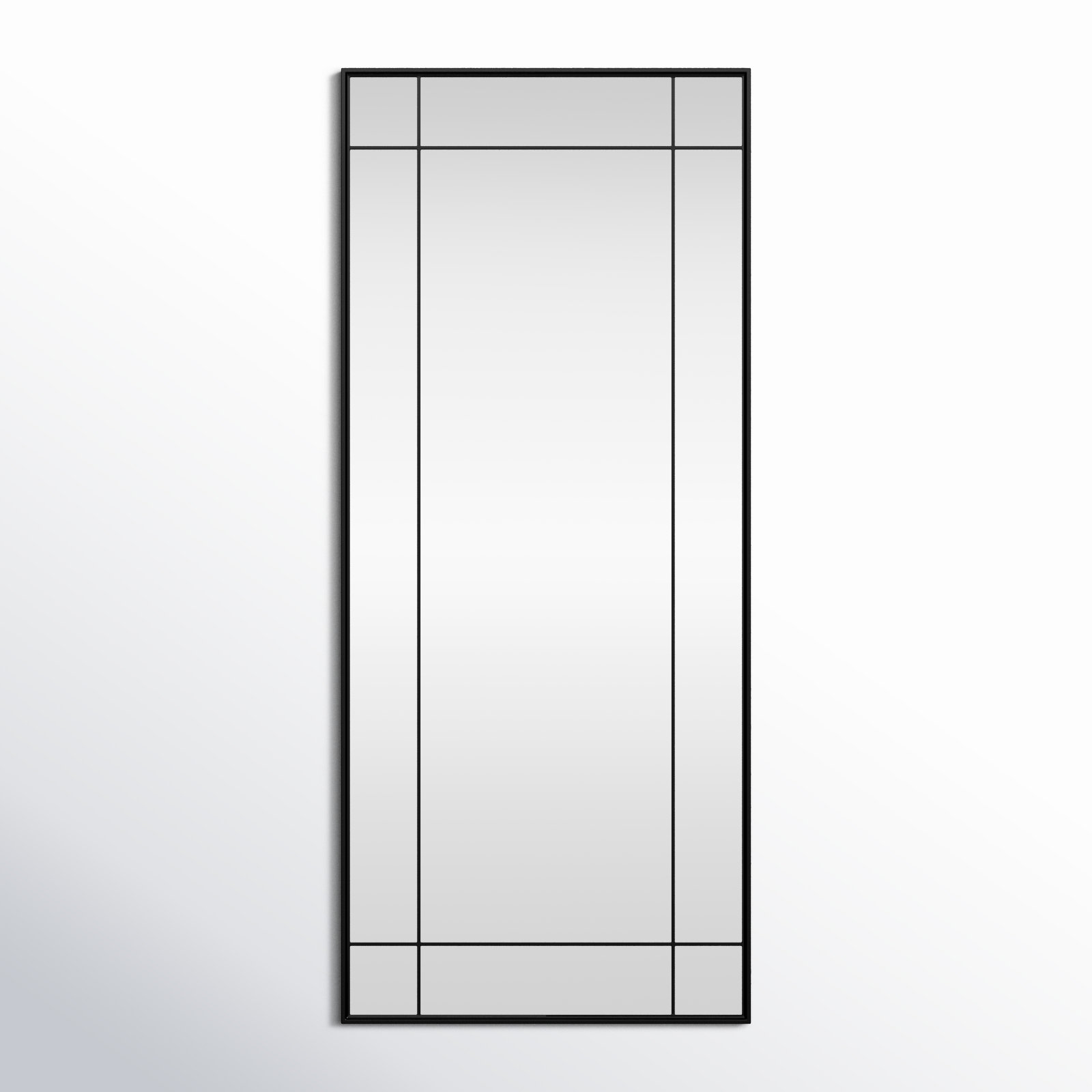 Chancey Iron Rectangle Wall Mirror, Black, 70"H x 30"W