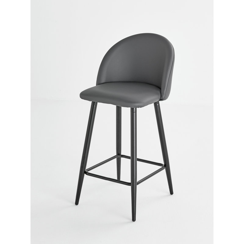 Bunde Upholstered Counter Stool with Metal Frame, Grey