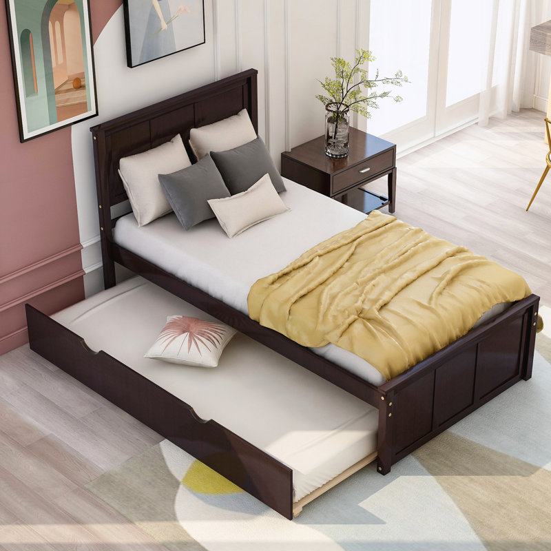 Lit plateforme avec lit gigogne simple, Espresso