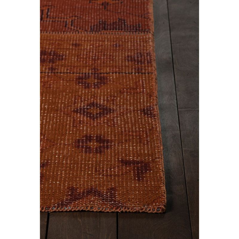 Fusion Wool Southwestern Area Rug in Orange, Rectangle 5' x 7'6"
