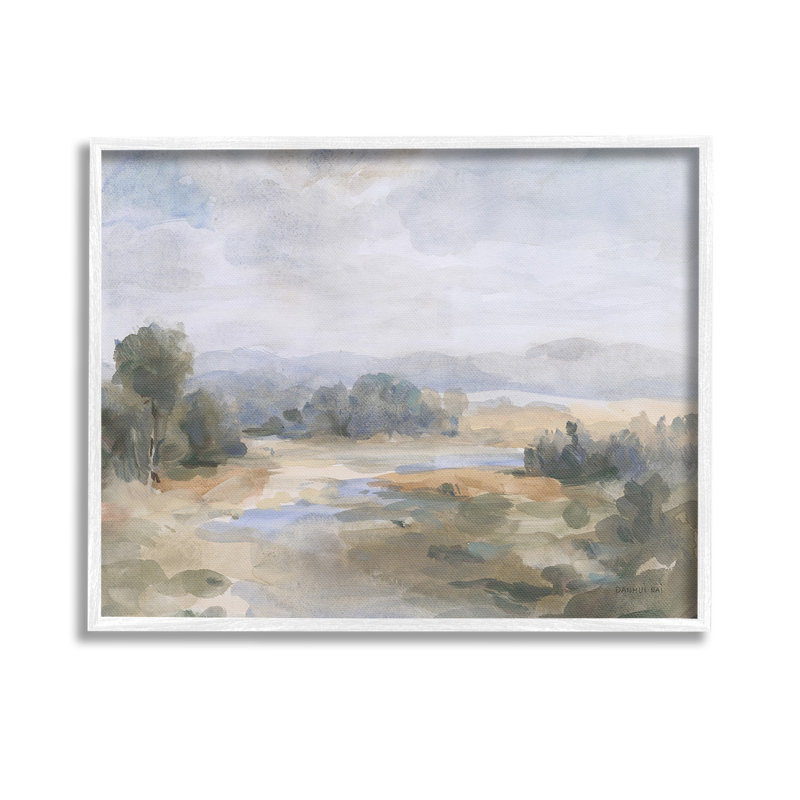 Abstrait, ruisseau et nuages, Giclée encadrée noir minuit, H 11 po x l 14 po