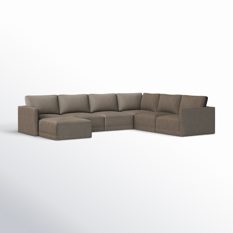 Deirdre Velvet U-Shaped Sectional Reversible, Taupe Velvet