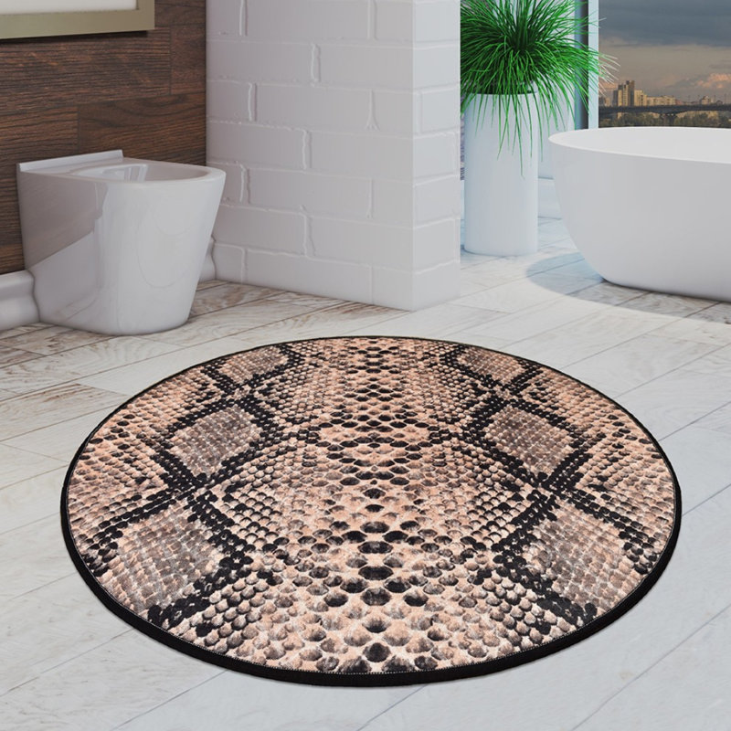 Tapis de bain antibactérien 100% polyester d'un diamètre de 55,1 pouces | Dessous antidérapant, hauteur des poils: 0,4 pouce, 700 grammes par mètre carré | Lavable à la machine, durable et élégant pour la sécurité et le confort de la salle de bain