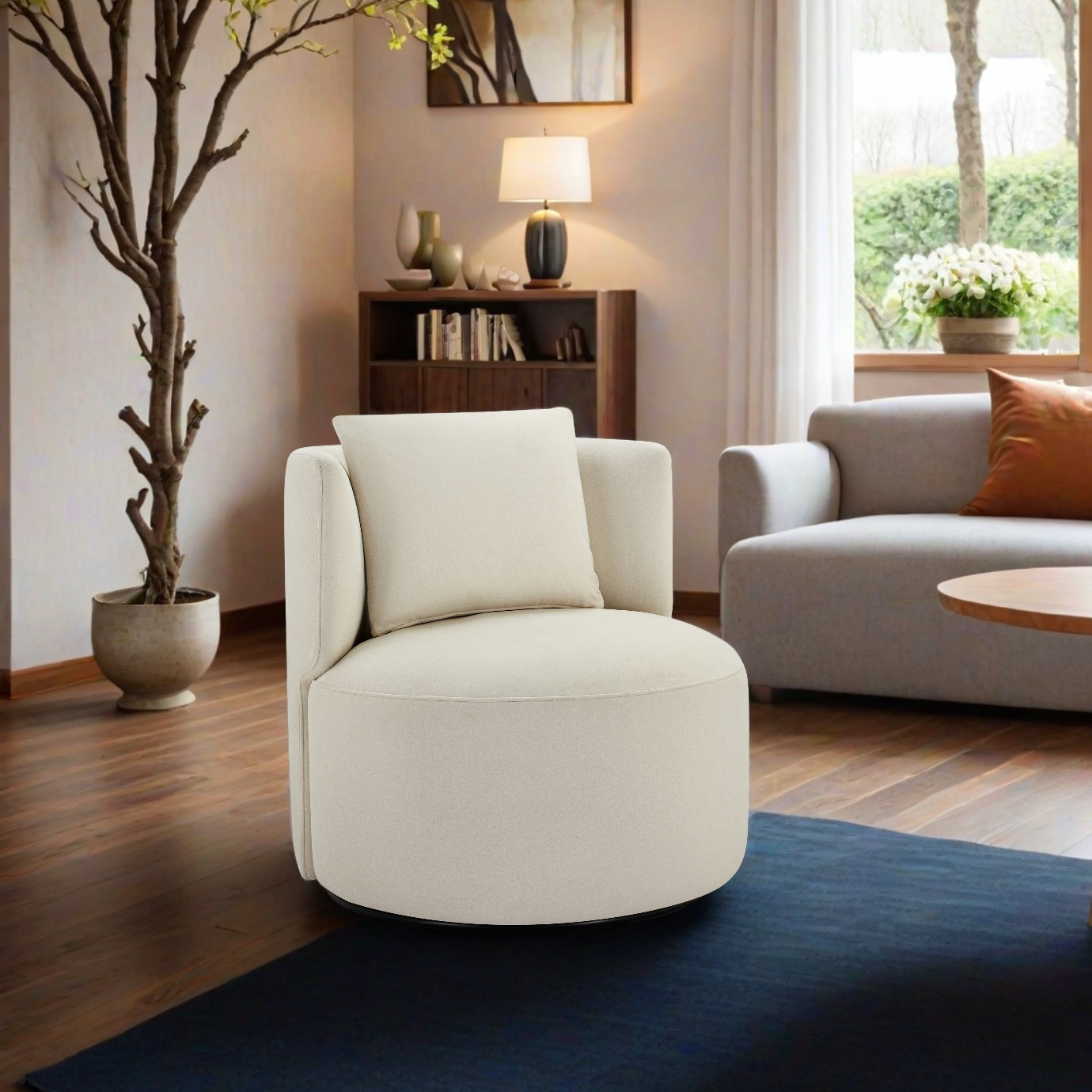 Belarus Swivel Accent Chair, Vesper Nature Velvet