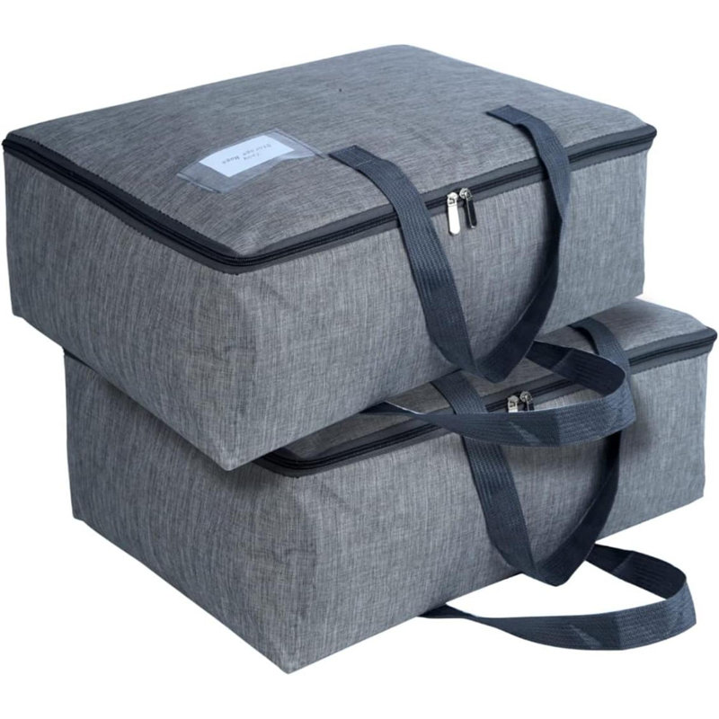 Paquet de 2 grands sacs de transport en mouvement imperméables pour édredon, couverture, courtepointe, vêtements, literie, tissu en lin résistant à l'eau, contenant de rangement pour placard sous le lit