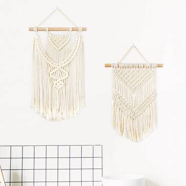 Macrame Cotton Wall Hanging Dakota Fields Color: Black, Size: 39 H x 45 W