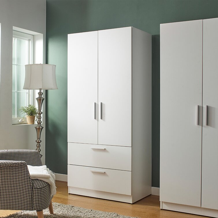 Freestanding Closet Organizer with 2 Drawers and Storage Shelves Latitude Run Finish: White