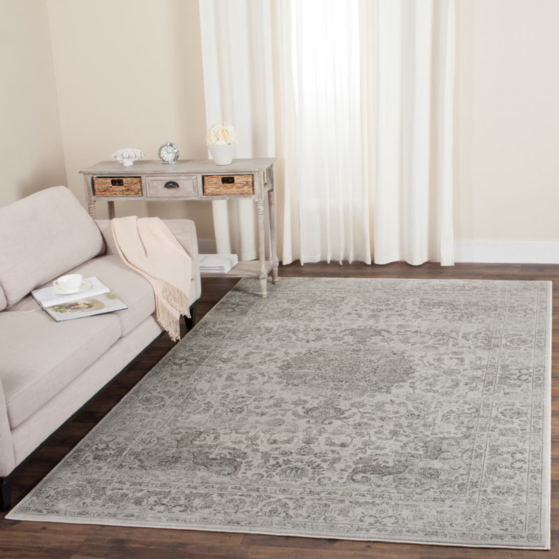 Tapis oriental crème / gris foncé Overholt, Rectangle 5 pi 1 po x 7 pi 6 po
