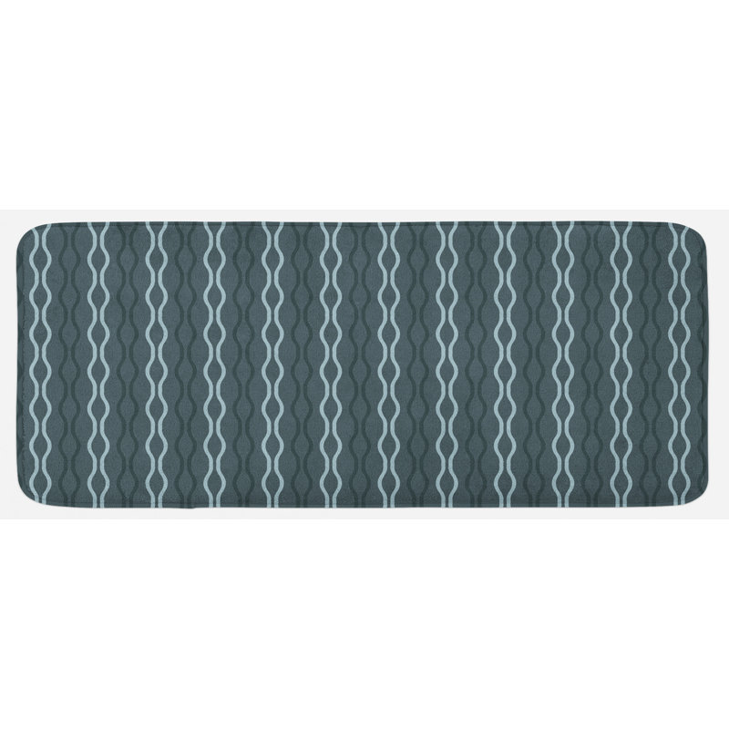Tapis de cuisine bleu ciel bleu ciel à l’eau sous le tapis the sea wave lines zèbre inspired stripes and image