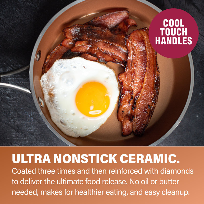 Hammered Copper 12'' Nonstick Aluminum Fry Pan