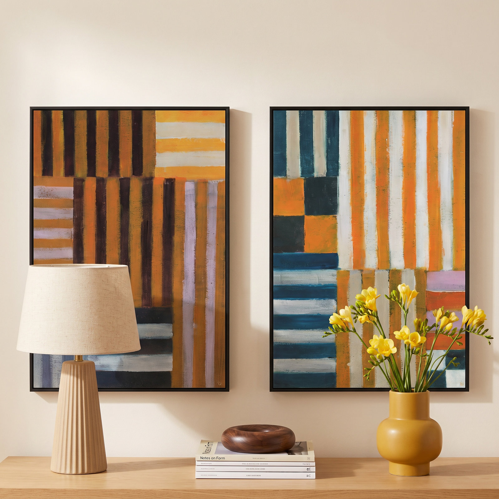 Back-and-Forth 2-Piece Print Set, 20" H x 16" W, Framed Print Canvas without Mat, Black