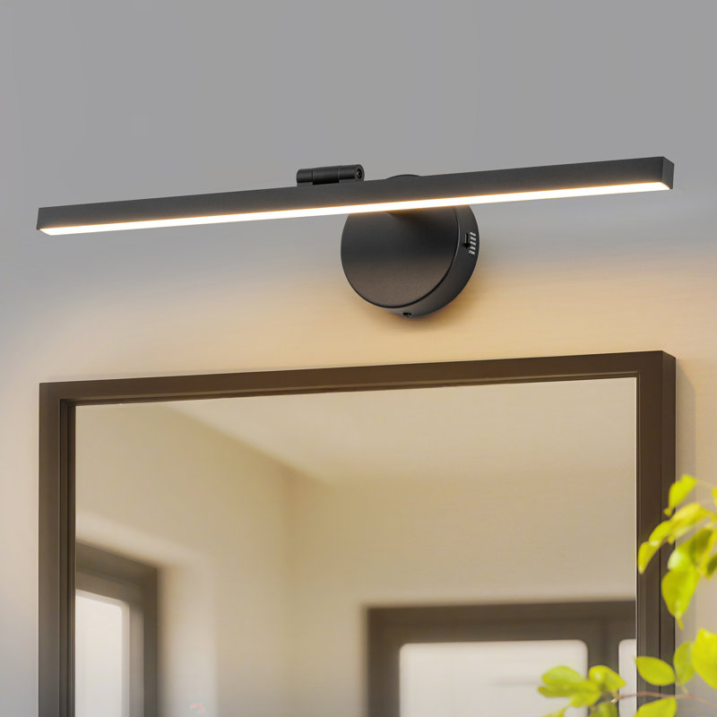 Barre d'éclairage de salle de bain moderne 23,62 "à DEL à intensité variable, barre d'éclairage 14W, Noir mat