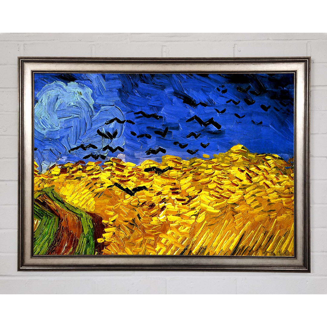 Gerahmtes Wandbild Wheat Field With Crows 02