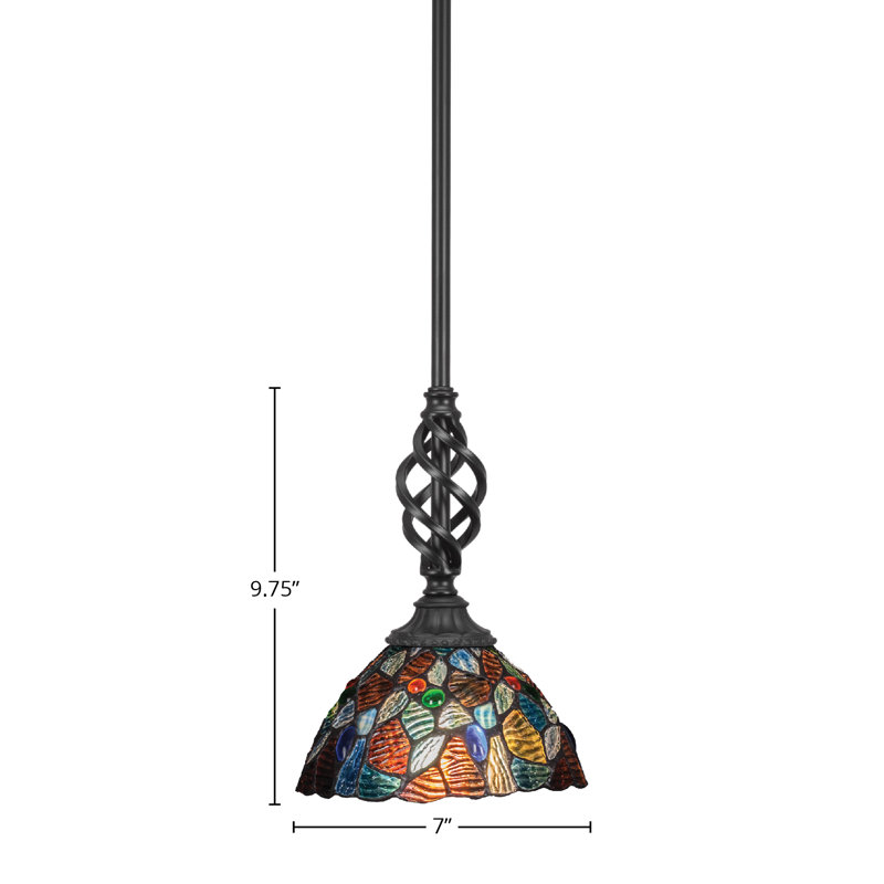 Mini-luminaire suspendu Eleganté, Noir, H 61,75 po x l 7 po x P 7 po