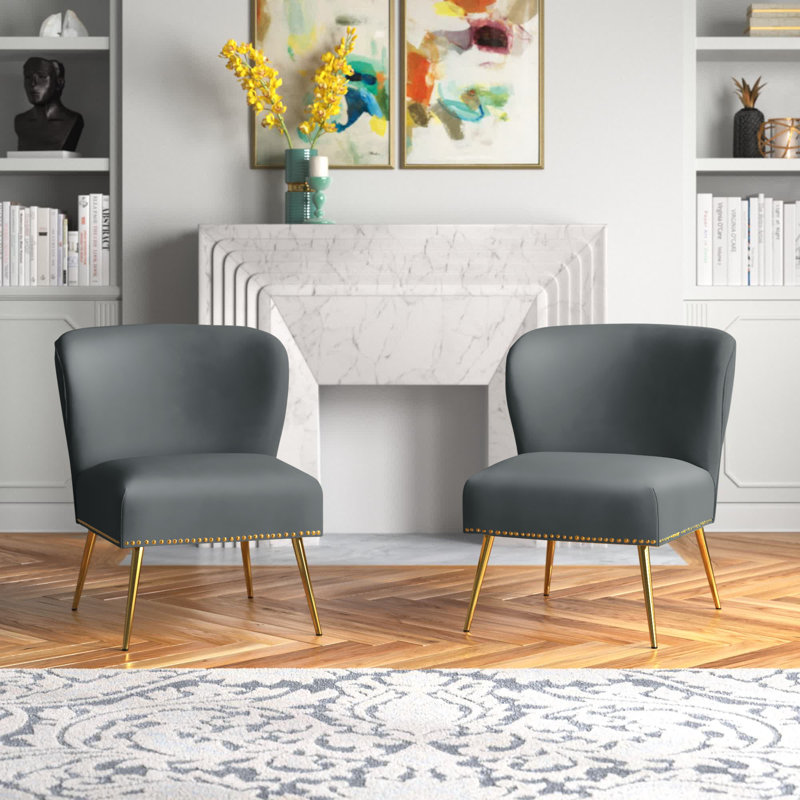 Clive Velvet Side Chair, Gray Velvet