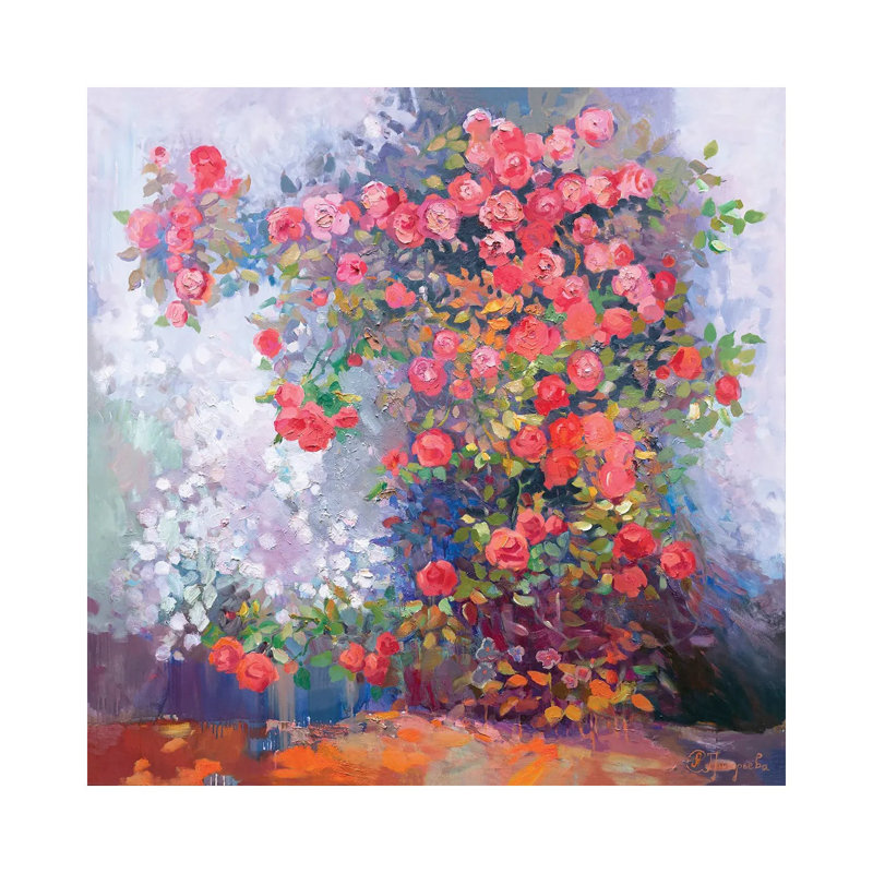 Scarlet Roses by Anastasiia Grygorieva - Gallery-Wrapped Canvas Giclée on Canvas, 45.72 cm H x 45.72 cm W, Wrapped Canvas