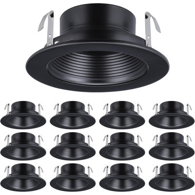 Collerette de déflecteur de luminaire encastré de 10 cm (4 po), garniture métallique complète pour luminaire encastré Halo et Juno Remodel, noire
