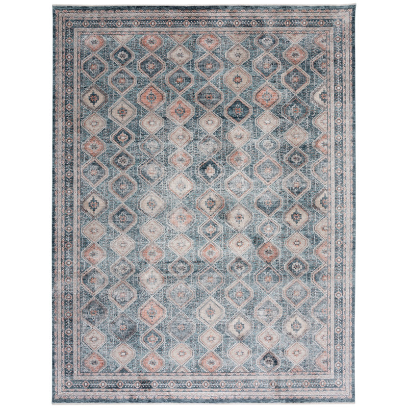Tapis oriental bleu / orange, Rectangle 9 pi 8 po x 13 pi