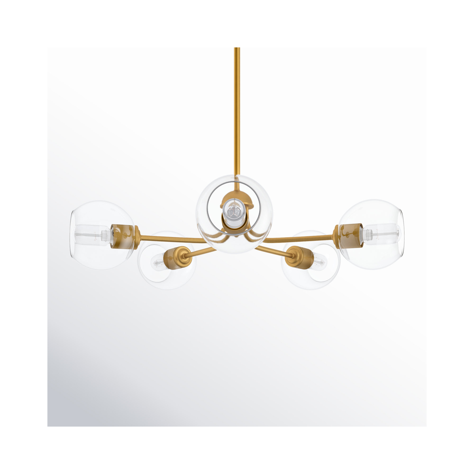 Mirianne 5 - Light Steel Dimmable Chandelier, Natural Aged Brass