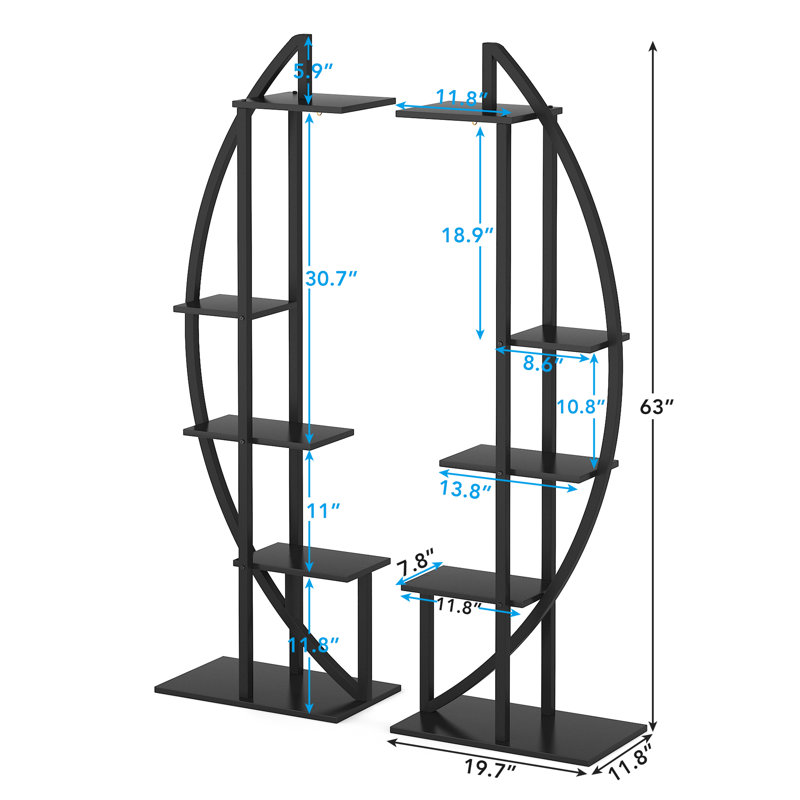 5-Tier Plant Stand Pack of 2, Multi-Purpose Curved Display Shelf Plant Stand Rack