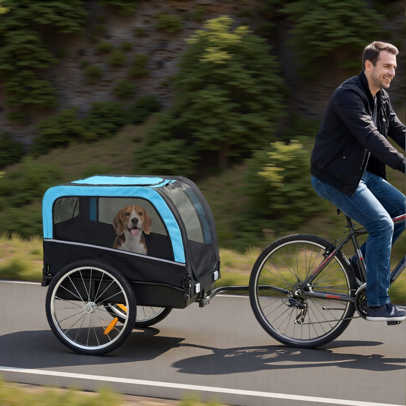 Chariot de transport pour animaux de compagnie, Noir / Bleu