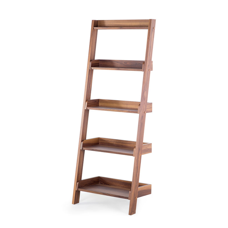 Trinidad 44.5cm W Ladder Bookcase, 166cm H x 64cm W x 36cm D, Dark Wood