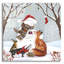 Art mural en verre épique «Snowy Forest Friends» par Elle Media Group SA, 36 po x 36 po-117482286