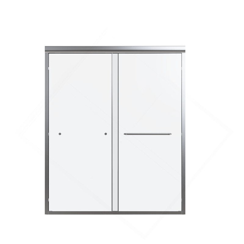 56"-60"W*72" H  Semi-Frameless Double Sliding Shower Door, Bypass Shower Door, 1/4" (6Mm) Thick SGCC Tempered Glass Door