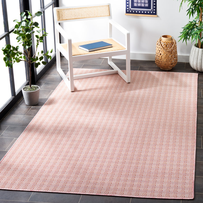 Hukill 230 Area Indoor/Outdoor Area Rug In Terracotta / Ivory, Rectangle 4' x 6'