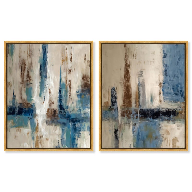 «Layers of Time Duo», ensemble de reproductions d'art encadrées par Art Remedy, cadre doré, 30 x 36, H 37 po x l 31 po
