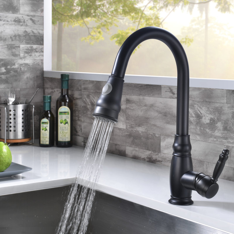 Robinet de cuisine noir avec douchette rétractable - Conception moderne, poignée simple pour une gestion facile de l'eau et une apparence élégante, mat réglable, fonctionnalité de réglage de la température