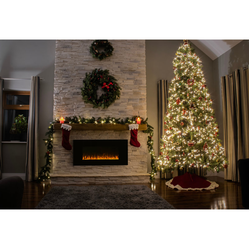 Allmeria Wall Mounted Electric Fireplace with Remote, Adjustable Flame Color, Timer, and Heat, 20" H x 42" W x 4.75" D