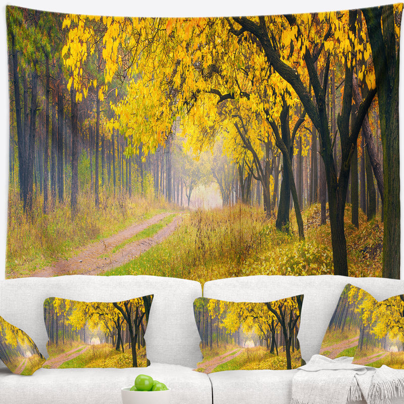Tapisserie de forêt brillante en polyester avec accessoires suspendus inclus, H 50 po x l 60 po