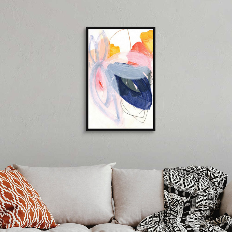 Reproduction d’art sur toile, "abstract painting XVII" par Iris Lehnhardt, H 32 po x l 22 po x P 1,75 po, Cadre noir