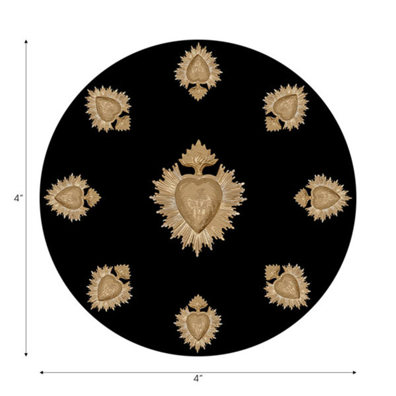 Ex Vote Orange Vegan Leather Round Coasters, Black