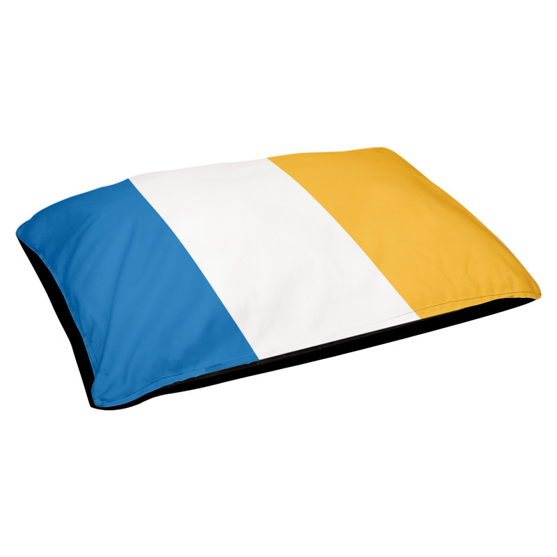 Coussin Golden State, Moyen (l 28 po x P 18 po x H 9,5 po), Bleu royal / blanc / jaune doré californien