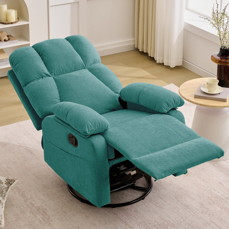 Fauteuil inclinable GEEYOO, fauteuil pivotant à 360° pour salon, petit fauteuil inclinable manuel pour petits espaces, Vert