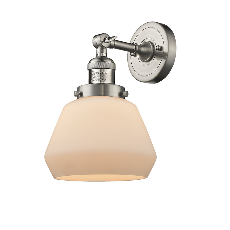 Applique murale à bras 1 lumière Chill, Nickel satiné brossé, Boîtier blanc mat