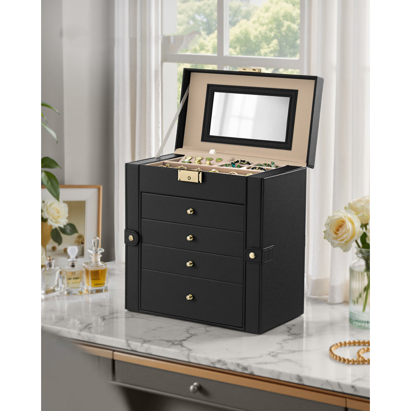 Manufactured Wood Jewellery Box +, Black