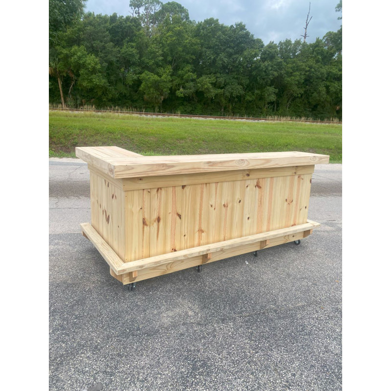  Sea Hunt 8' x 4' L-Shape Home Bar with Two-Tier Bartop, Footrest & Storage Shelves for Entertaining
