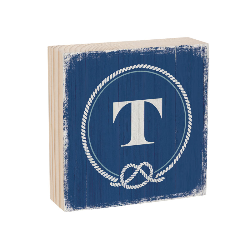 Coastal Wooden Plock Monogram Nautical 6" T