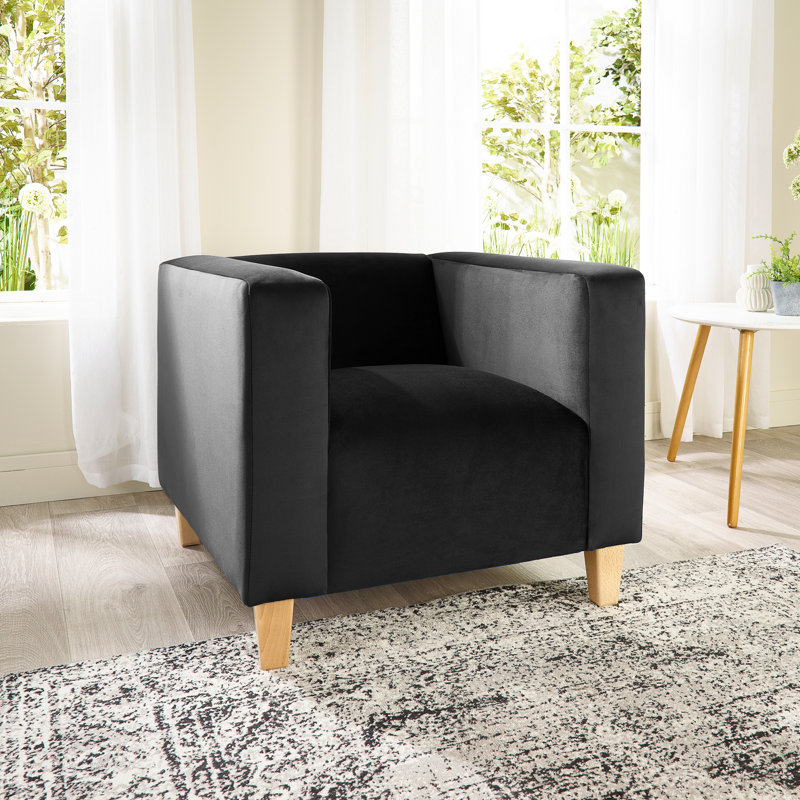 Audu Velvet Armchair, Black