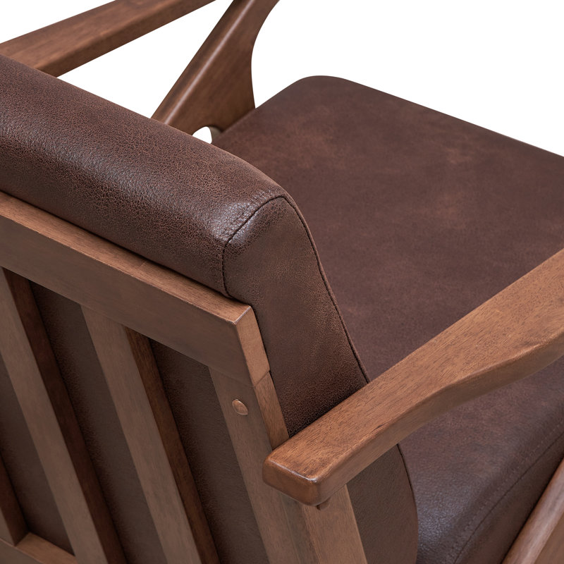Fauteuil d'appoint Zola, Polyester brun, Noyer