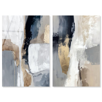 Gold Rift Duet Acrylic Print Abstract Wall Decor Set by Art Remedy, Ready to Hang, 36 x 54