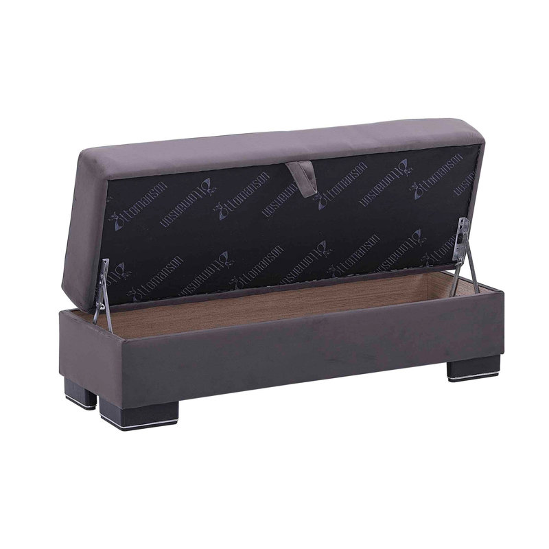 Repose-pieds avec rangement en microfibre Primenest Skyhaven Collection, Gris foncé