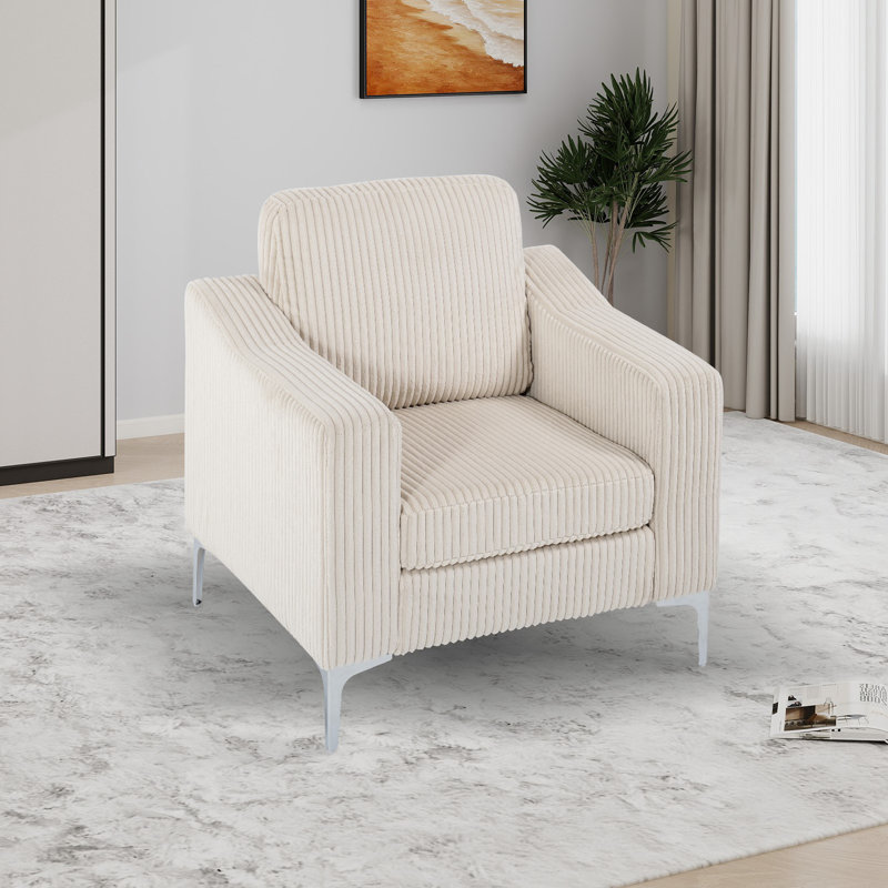 Fauteuil d'appoint rembourré l 35,22 po, Polyester beige